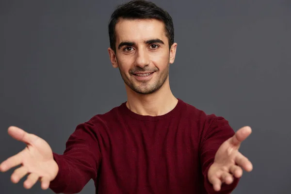 Retrato hombre en un suéter posando emociones elegante estilo recortado vista —  Fotos de Stock