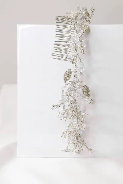 Bridal Handmade Hair Jewelry Comb Made Stones Silver Alloy Crystal Fotos de stock