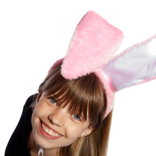 Smiling girl with bunny ears — Stock Photo, Image