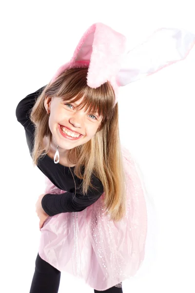 Smiling girl with bunny ears — Stock Photo, Image