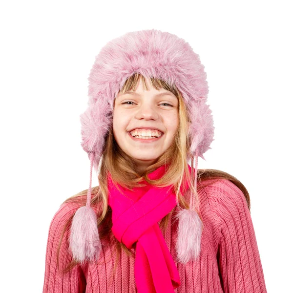 Κορίτσι χειμώνα καπέλο και κασκόλ — Φωτογραφία Αρχείου