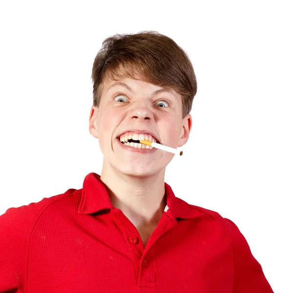 Teenage boy with cigarette — Stock Photo, Image