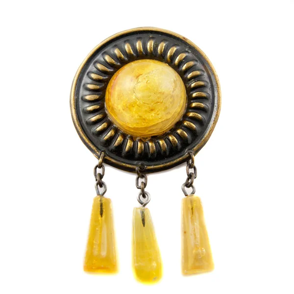 Old amber brooch — Stock Photo, Image