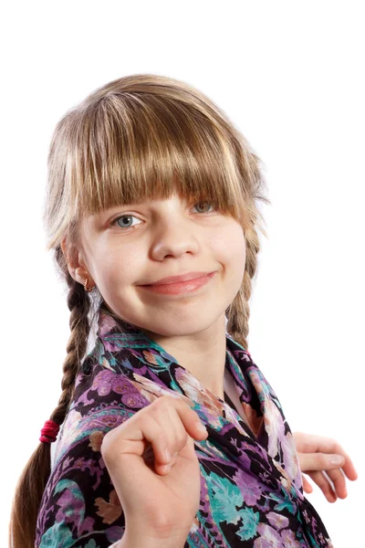 Smiling girl with braids — Stock Photo, Image