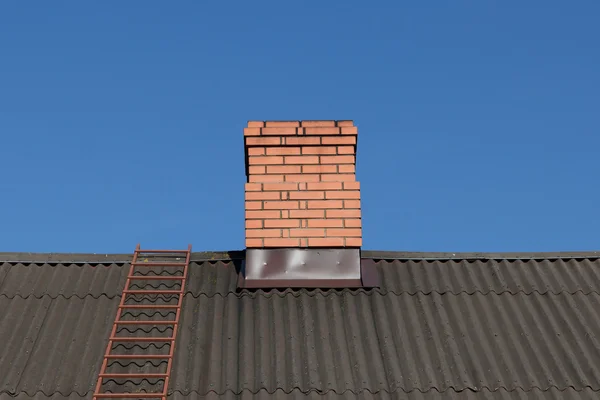 Red brick chimney — Stock Photo, Image