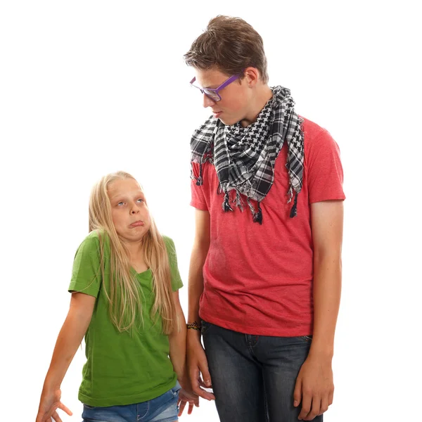 Hipster chłopiec i dziewczynka — Zdjęcie stockowe