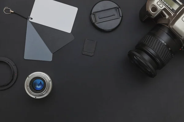 Dsr Kamera Sistemi Olan Fotoğrafçı Işyeri Kamera Temizleme Seti Siyah — Stok fotoğraf