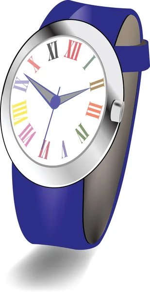 Reloj de pulsera para mujer con números romanos — Vector de stock