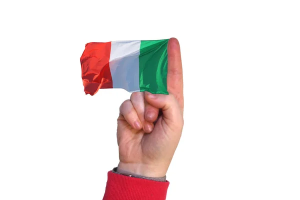 Pekfinger Med Italiensk Flagga — Stockfoto