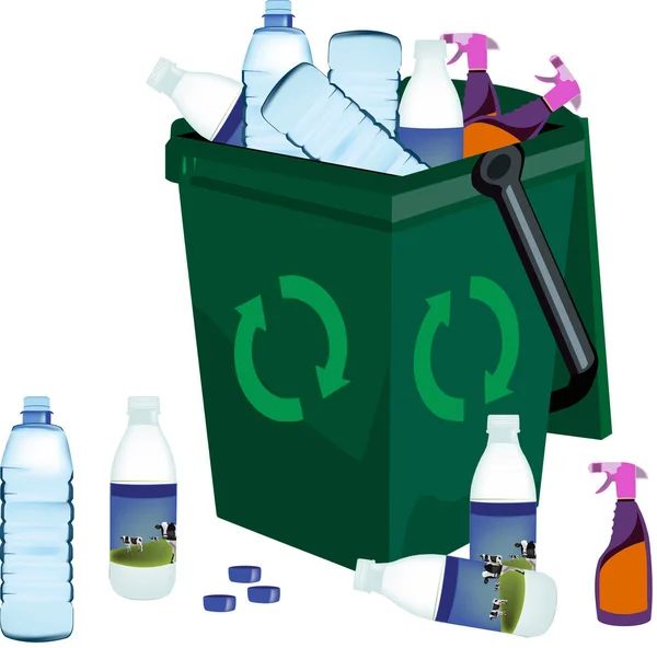 폐기물을 분류하는 쓰레기통들 — 스톡 벡터