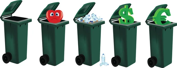 Pojemniki Kołami Selektywnej Zbiórki Odpadów — Wektor stockowy