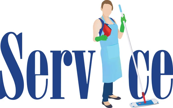 Limpeza senhora oferece um serviço de limpeza senhora oferece um serviço — Vetor de Stock