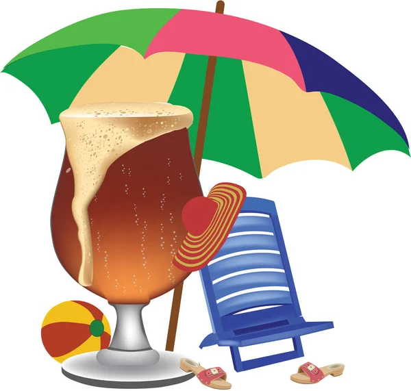 Зонтик Пиво Пляже — стоковый вектор