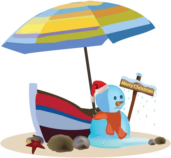 Зонтик Снеговик — стоковый вектор