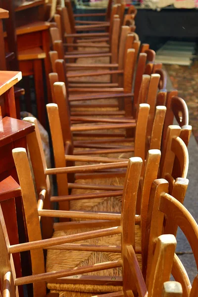 Pilha Cadeiras Madeira — Fotografia de Stock