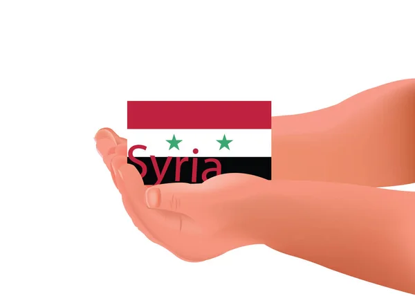 Ausgestreckte Kinderhände Mit Syrischer Flagge — Stockvektor