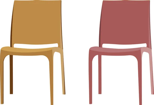 Modern Yellow Red Plastic Chairs — Stock Vector
