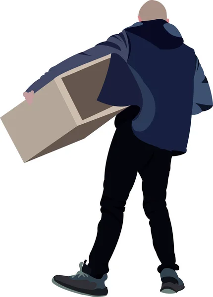 Person transporting and delivering parcels - — Stock Vector