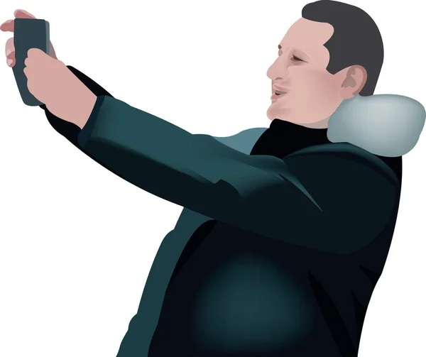 Menschen Mit Mobiltelefonen Machen Selfi — Stockvektor