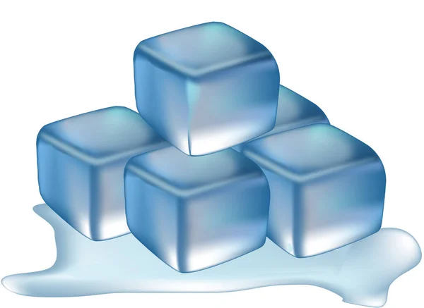 Ice Cubes Square Ice Cubes Melt — Vetor de Stock