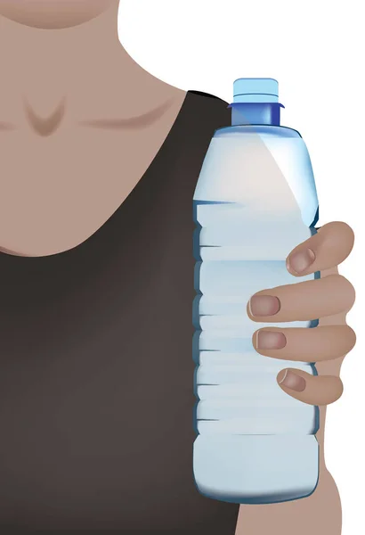 Person with a bottle of water in hand person with a bottle of water in hand — Stock Vector