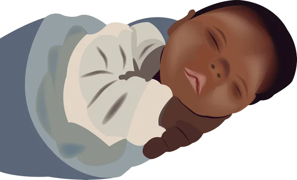 Spící Novorozeně Afro Plemene — Stockový vektor
