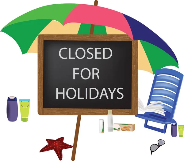 Blackboard Written Closed Holidays — Stock Vector