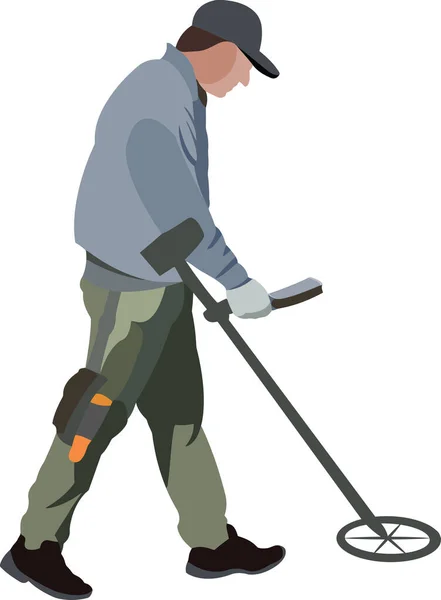 Person Searching Metals Metal Detector — Image vectorielle