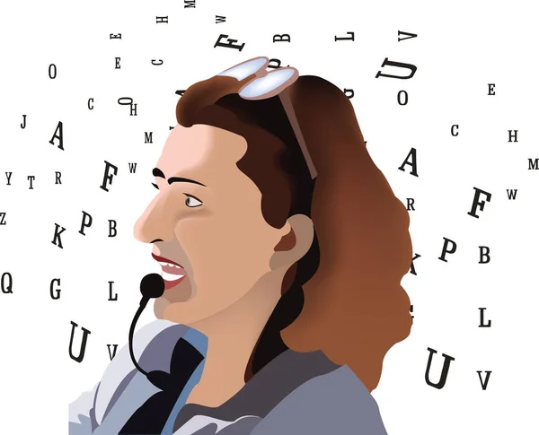 Woman Microphone Speaks Makes Rally Letters Alphabet — ストックベクタ