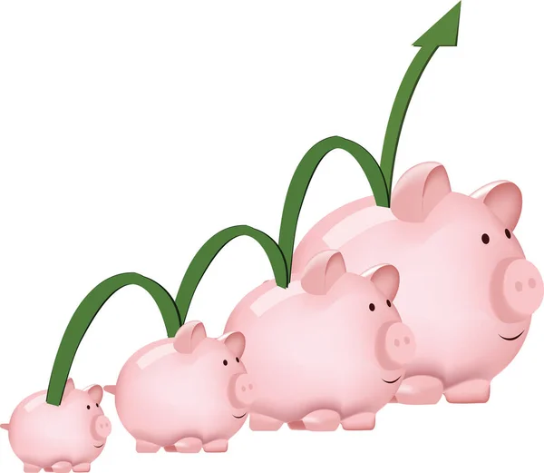 Economic Upward Arrow Pig Shape Piggy Bank — Wektor stockowy