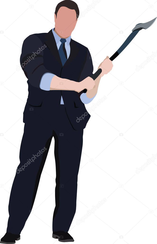 distinguished person executive manager with ax in hand