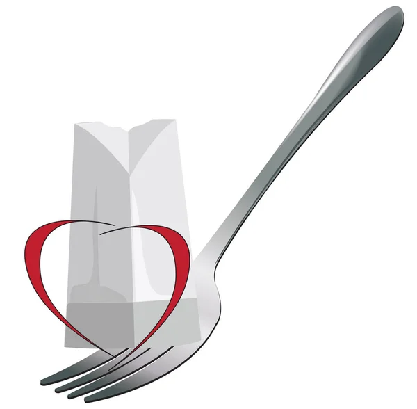 Chapeau Chef Coiffe Sur Une Fourchette Avec Symbole Coeur — Image vectorielle