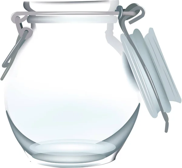 Transparent Glass Jar Hermetic Closure — Stock Vector