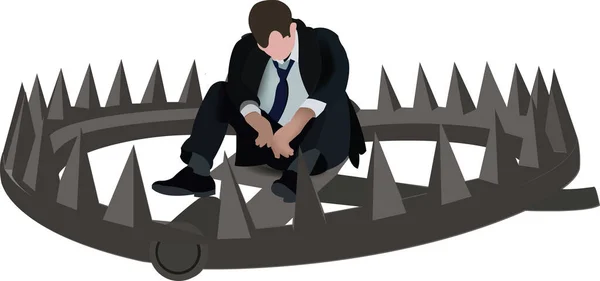 Desperate Man Sitting Trap — Stock Vector