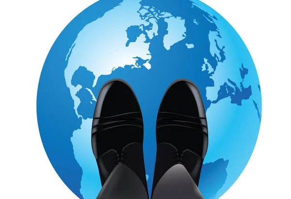 Feet Shiny Shoes Globe — Stock Vector