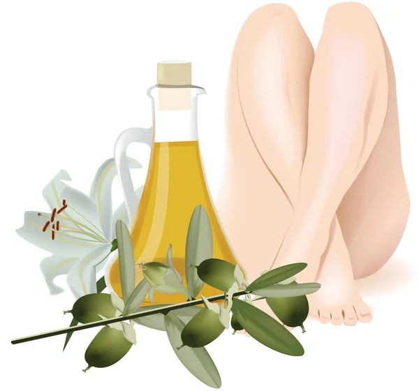 Olio Jojoba Estetica Del Corpo Femminile — Vettoriale Stock