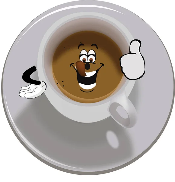 Чашка Кофе Сверху Улыбающийся Комикс — стоковый вектор