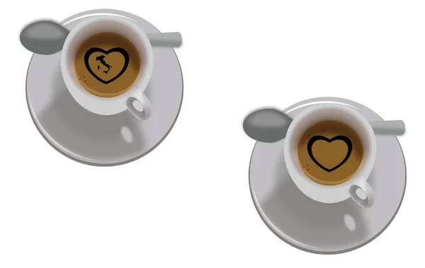 Cup Coffee High Italian Heart — Stock Vector