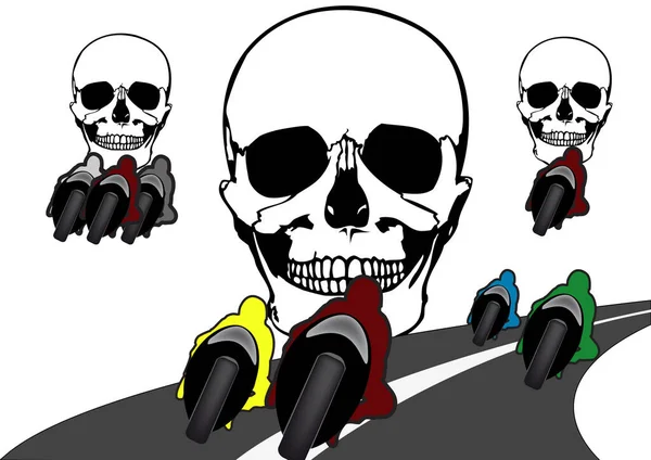 Autocollant Mécanique Avec Crâne Moto — Image vectorielle