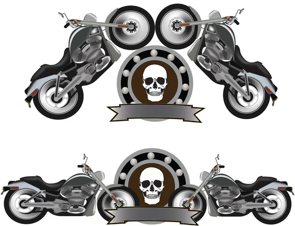 Mechanische Sticker Met Motorschedel — Stockvector