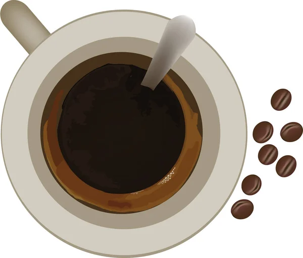 Чашка Черного Кофе Сливками Сверху — стоковый вектор