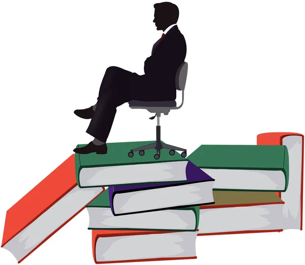 Distinct Person Sitting Top Pile Books — Image vectorielle