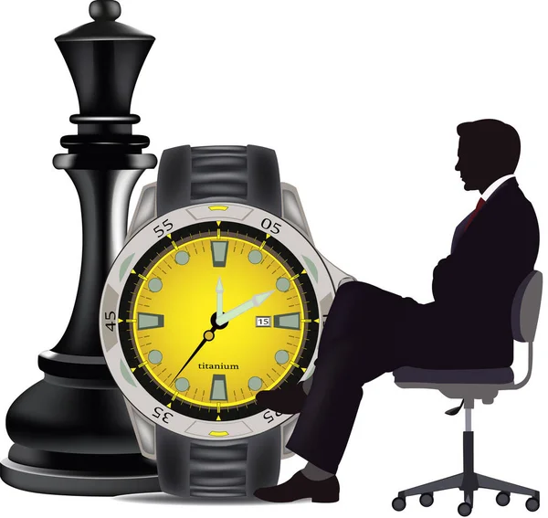 Distinguished Person Yellow Clock Waits — Stock Vector