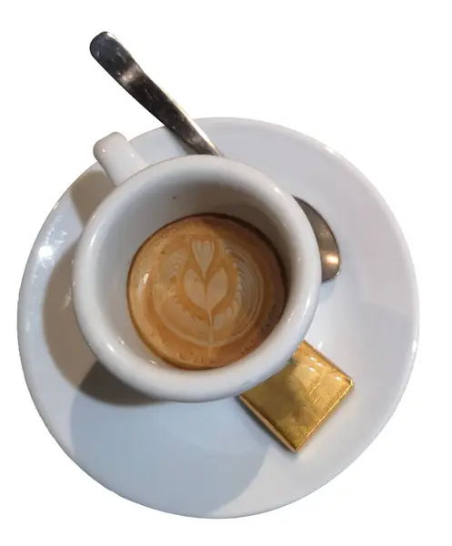 Чашка Кофе Декоративным Цветочным Дизайном — стоковое фото