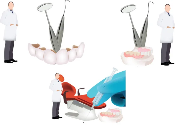 Dentista Dentista Odontólogo Prótesis Dental Prótesis Práctica — Vector de stock