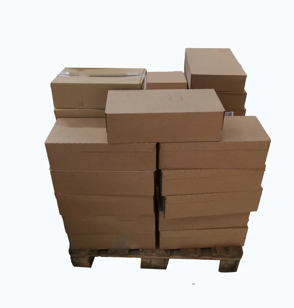 Wooden Pallet Full Cardboard Packages — Fotografia de Stock