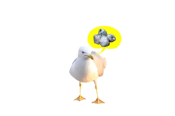 Seagull Looking Garbage Bags — Stockfoto