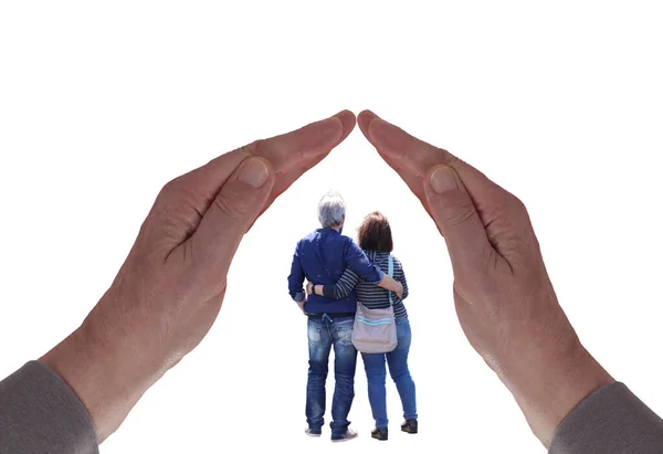 Roof Hands Elderly Couple — ストック写真