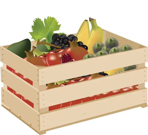Boîte Fruits Frais Saison — Image vectorielle