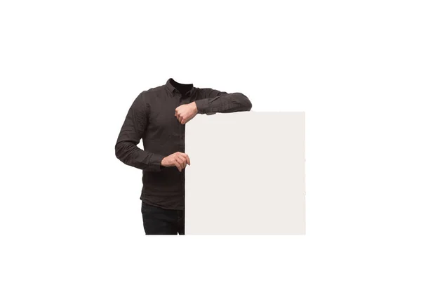 Headless Person Holding White Sign — Stock Photo, Image